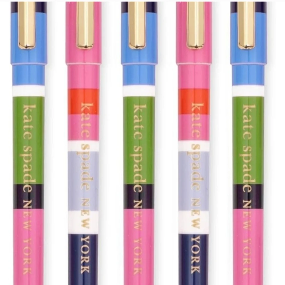 NIB Kate Spade Pen Set - Multi Striped Fine Tip Pens - Picture 3 of 3